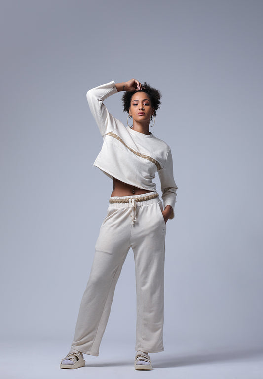 MALIA MUDCLOTH CROP CREWNECK