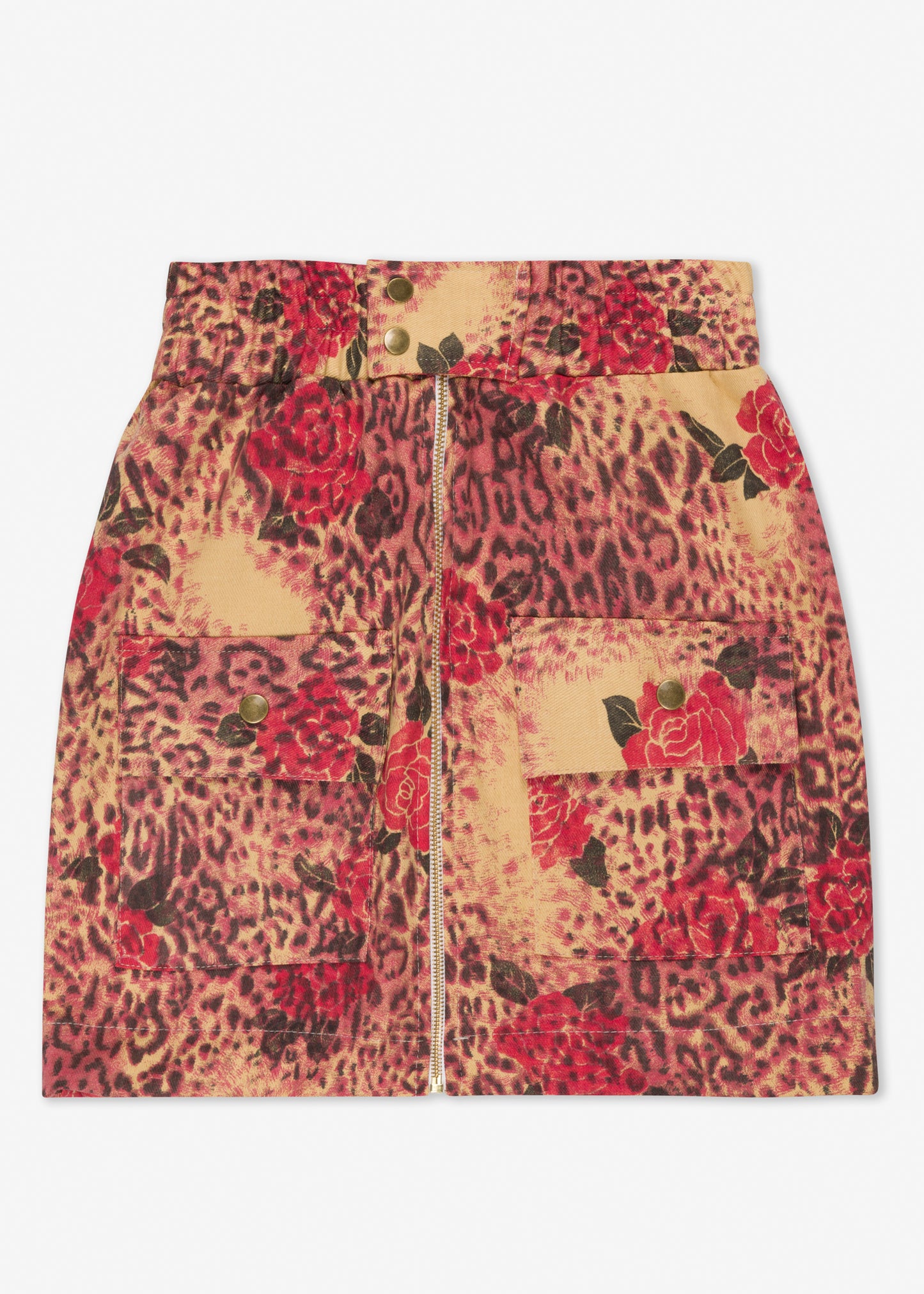 LEOPARD ROSE DENIM SKIRT