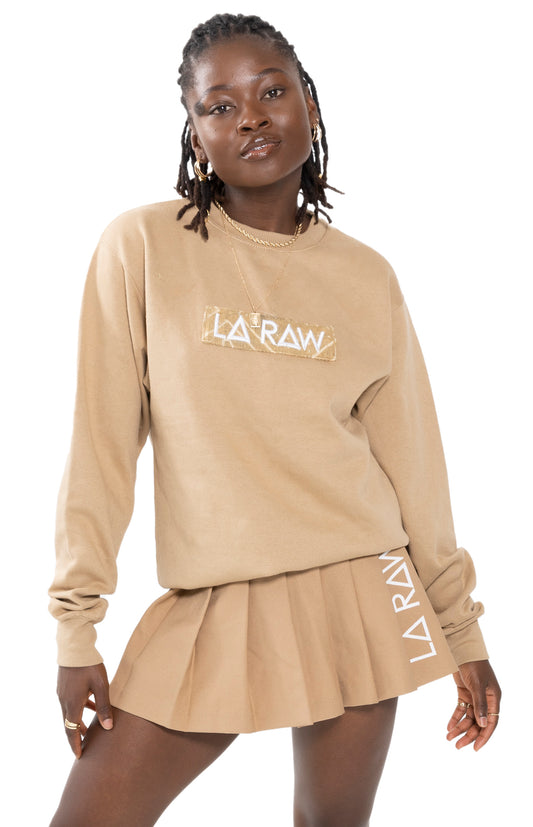 MUDCLOTH LOGO CREWNECK TAN