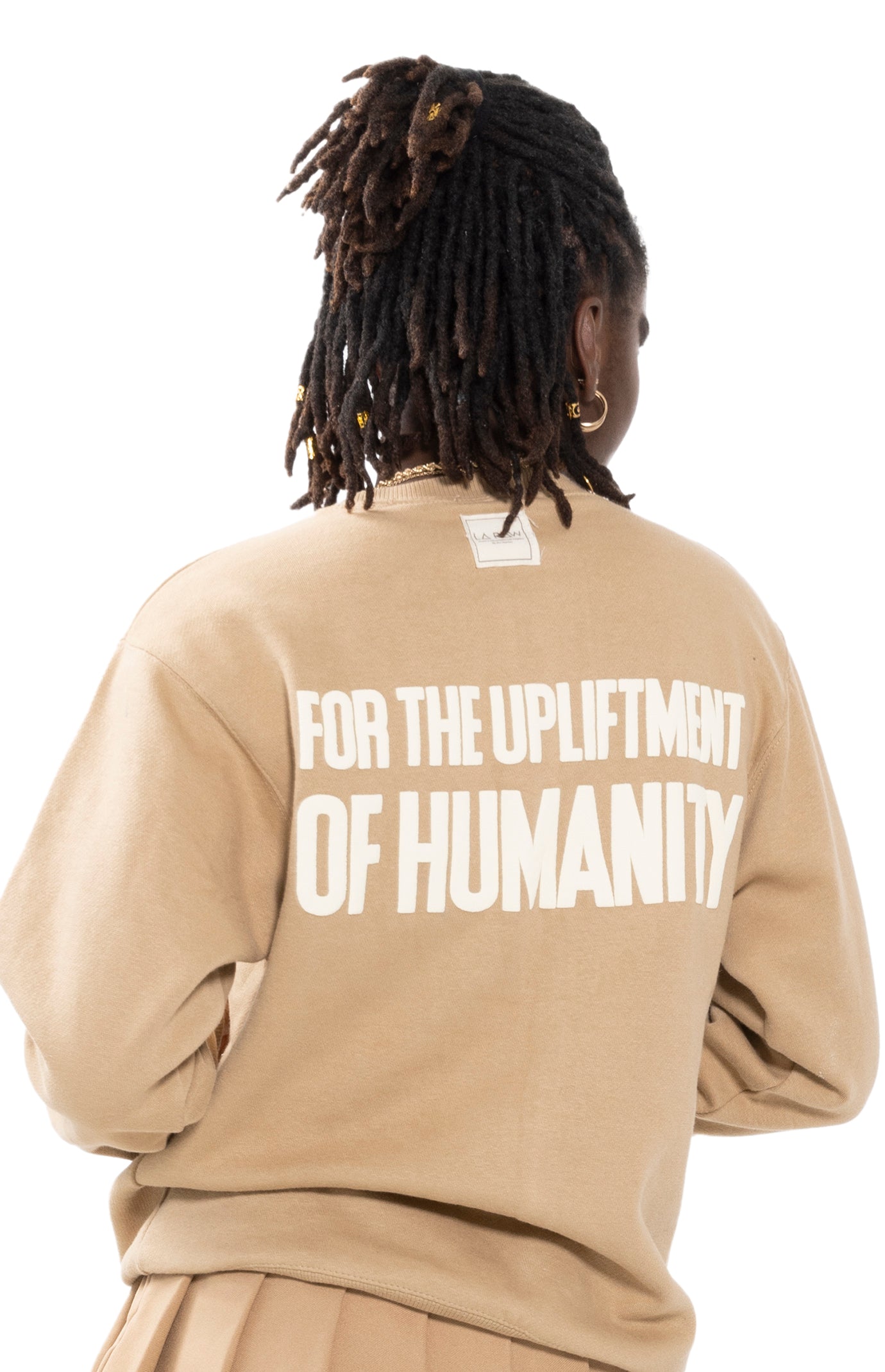 MUDCLOTH LOGO CREWNECK TAN