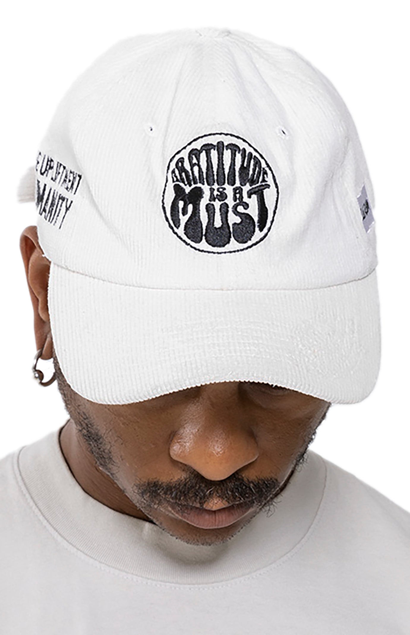 GRATITUDE CORDUROY HAT WHITE
