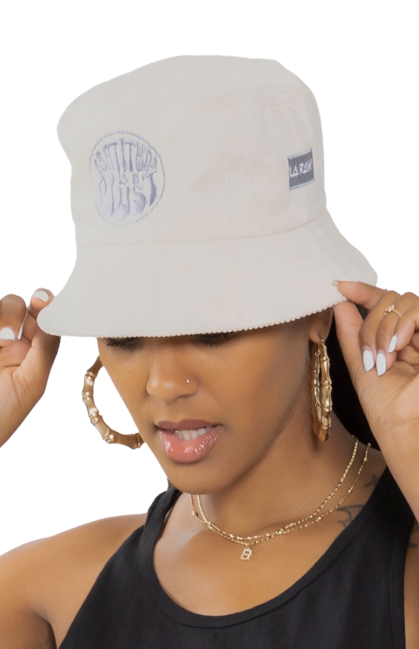 GRATITUDE CORDUROY BUCKET HAT OFF WHITE