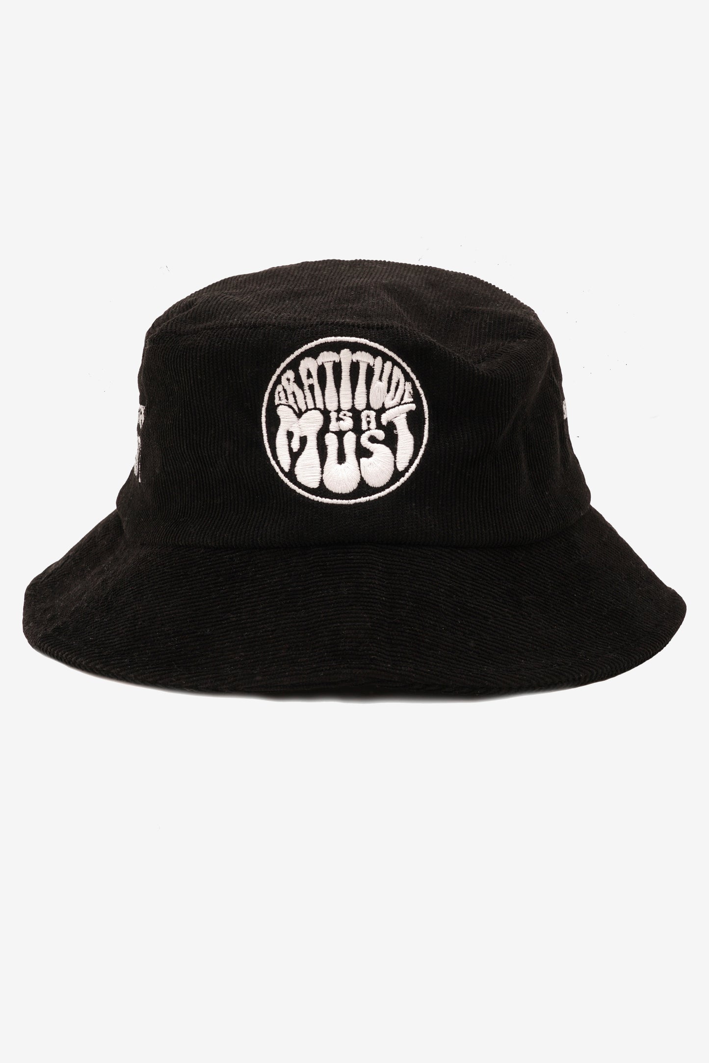 GRATITUDE CORDUROY BUCKET HAT BLACK