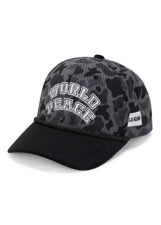 WORLD PEACE CAMO CORDUROY HAT BLK