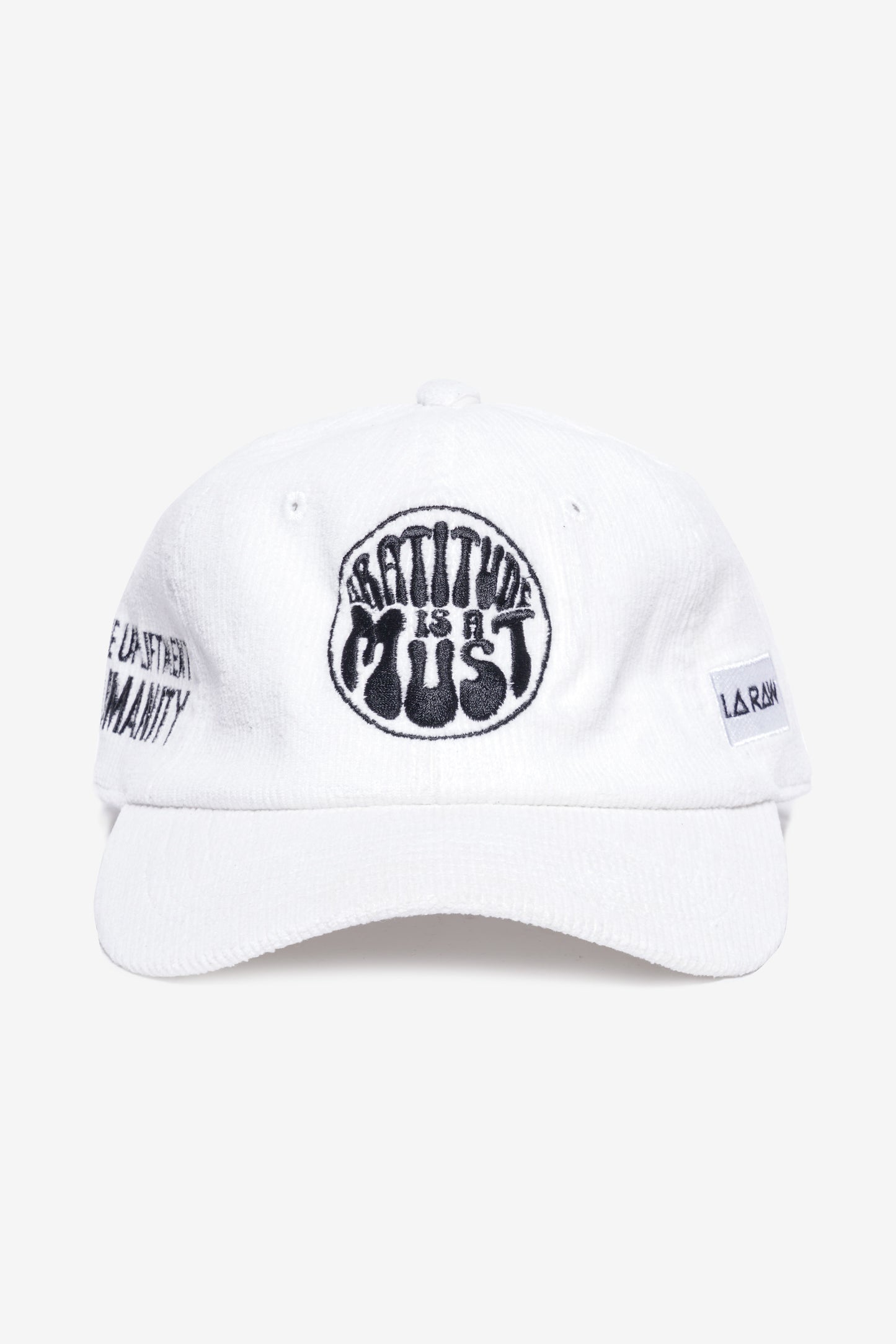 GRATITUDE CORDUROY HAT WHITE