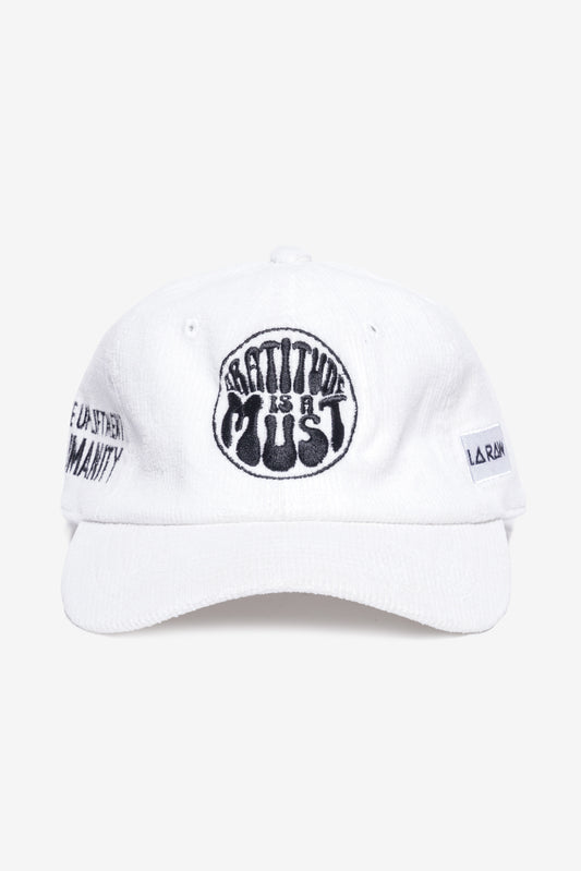GRATITUDE CORDUROY HAT WHITE